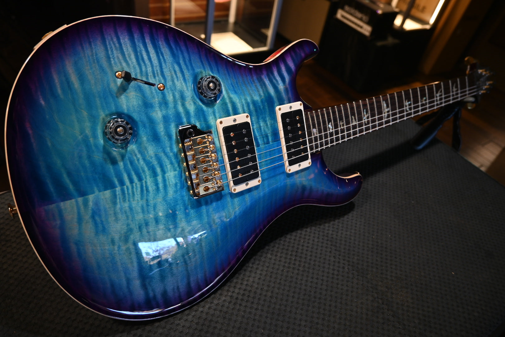 PRS Wood Library Custom 24 Lefty Brazilian Rosewood - Aquableux Purple Burst Guitar #0413 - Danville Music