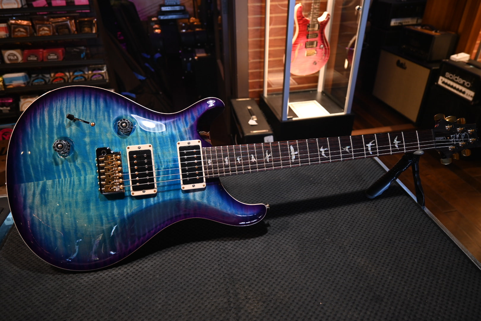 PRS Wood Library Custom 24 Lefty Brazilian Rosewood - Aquableux Purple Burst Guitar #0413 - Danville Music