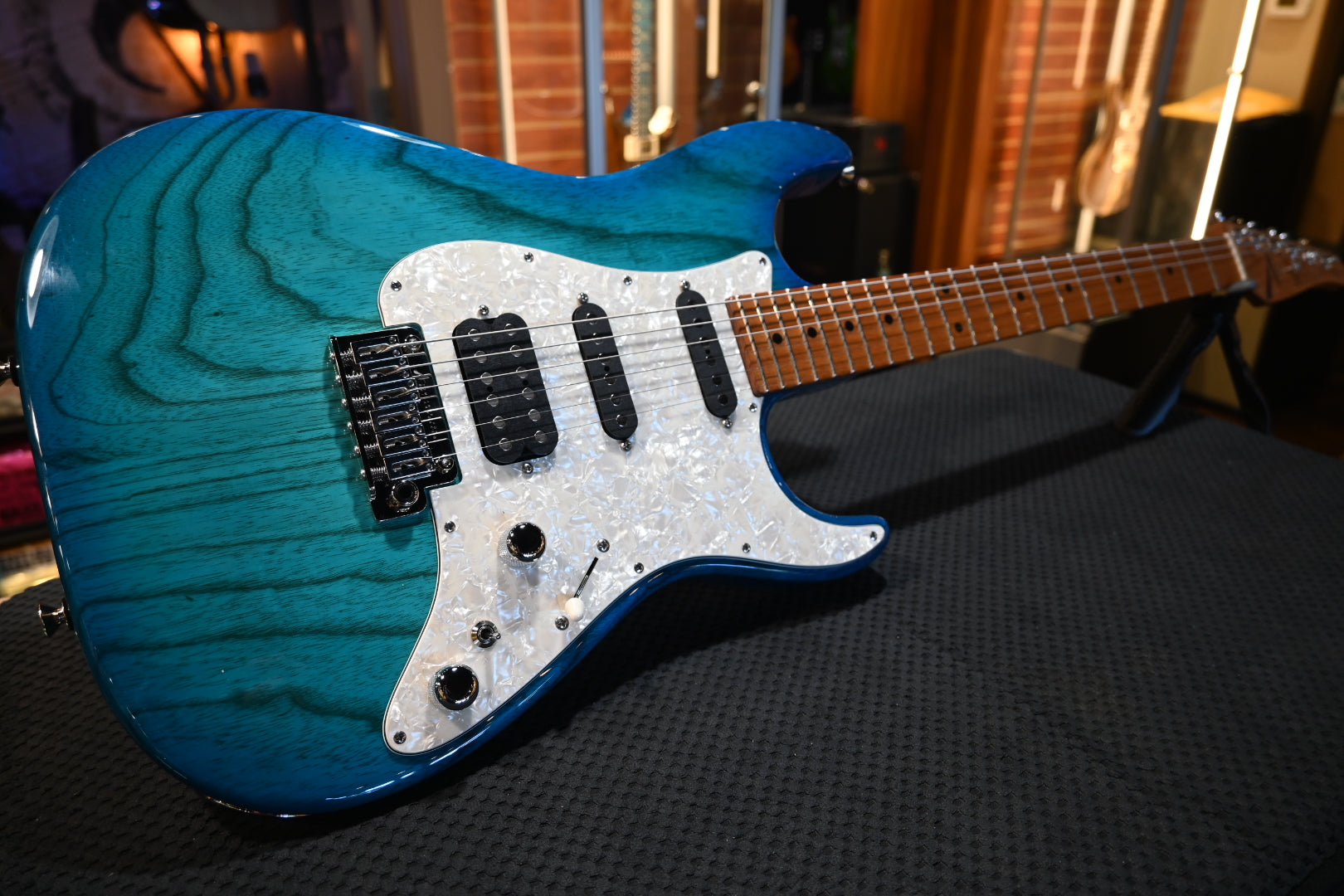 Tom Anderson Classic - Bora to Transparent Blue Burst Guitar #622A - Danville Music