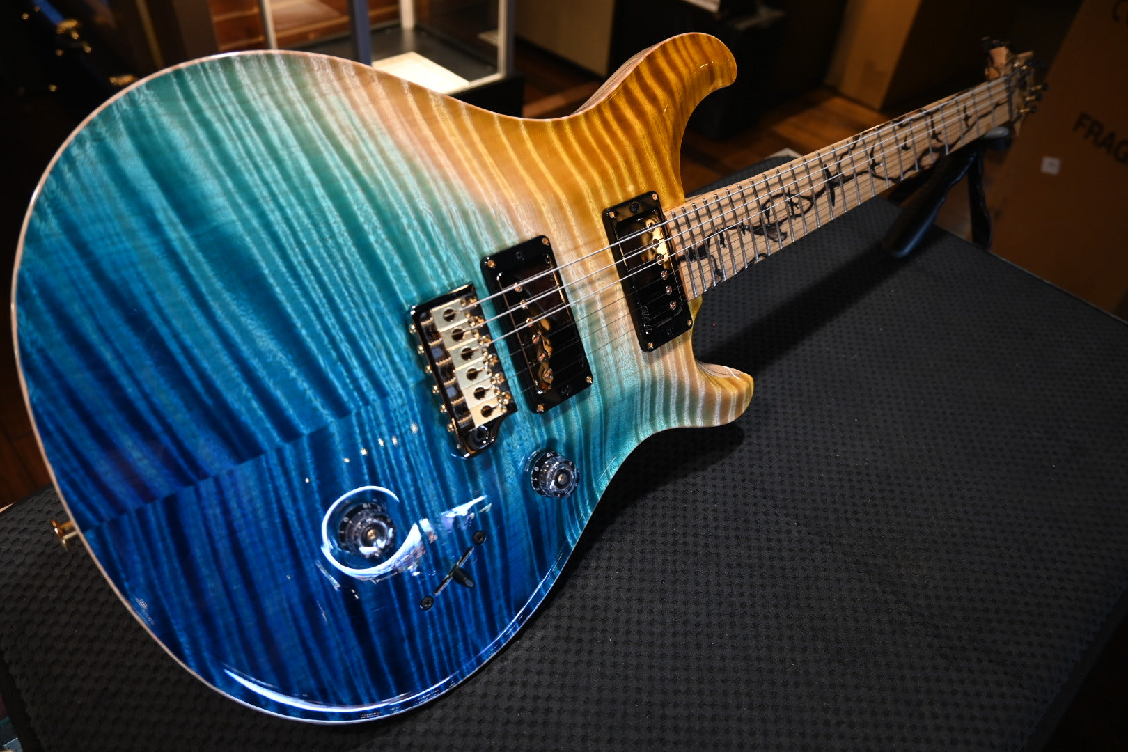 PRS Private Stock Custom 24 Pale Moon Ebony - Beach Cross Fade Guitar #9921 - Danville Music