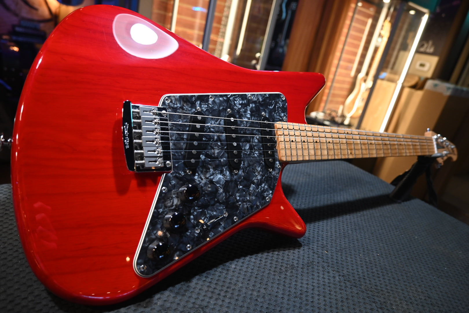Music Man Albert Lee SSS Piezo - Translucent Red Guitar #0200 PRE-OWNED - Danville Music