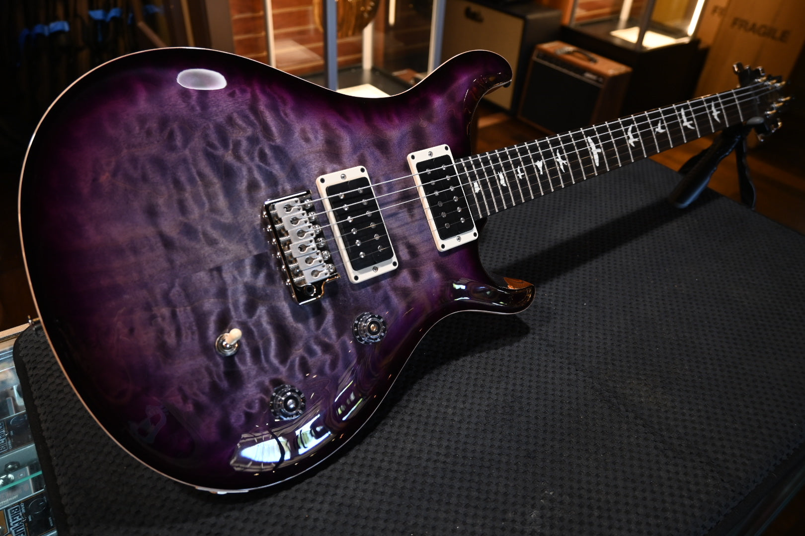 PRS Wood Library CE 24 Quilt - Faded Grey Black Purple Burst Guitar #8376 - Danville Music