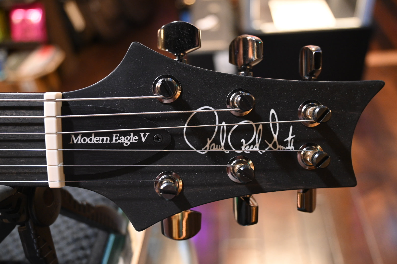PRS Wood Library Modern Eagle V 10-Top Quilt Figured Maple Neck - Faded Whale Blue/Charcoal Back Guitar #9652 - Danville Music
