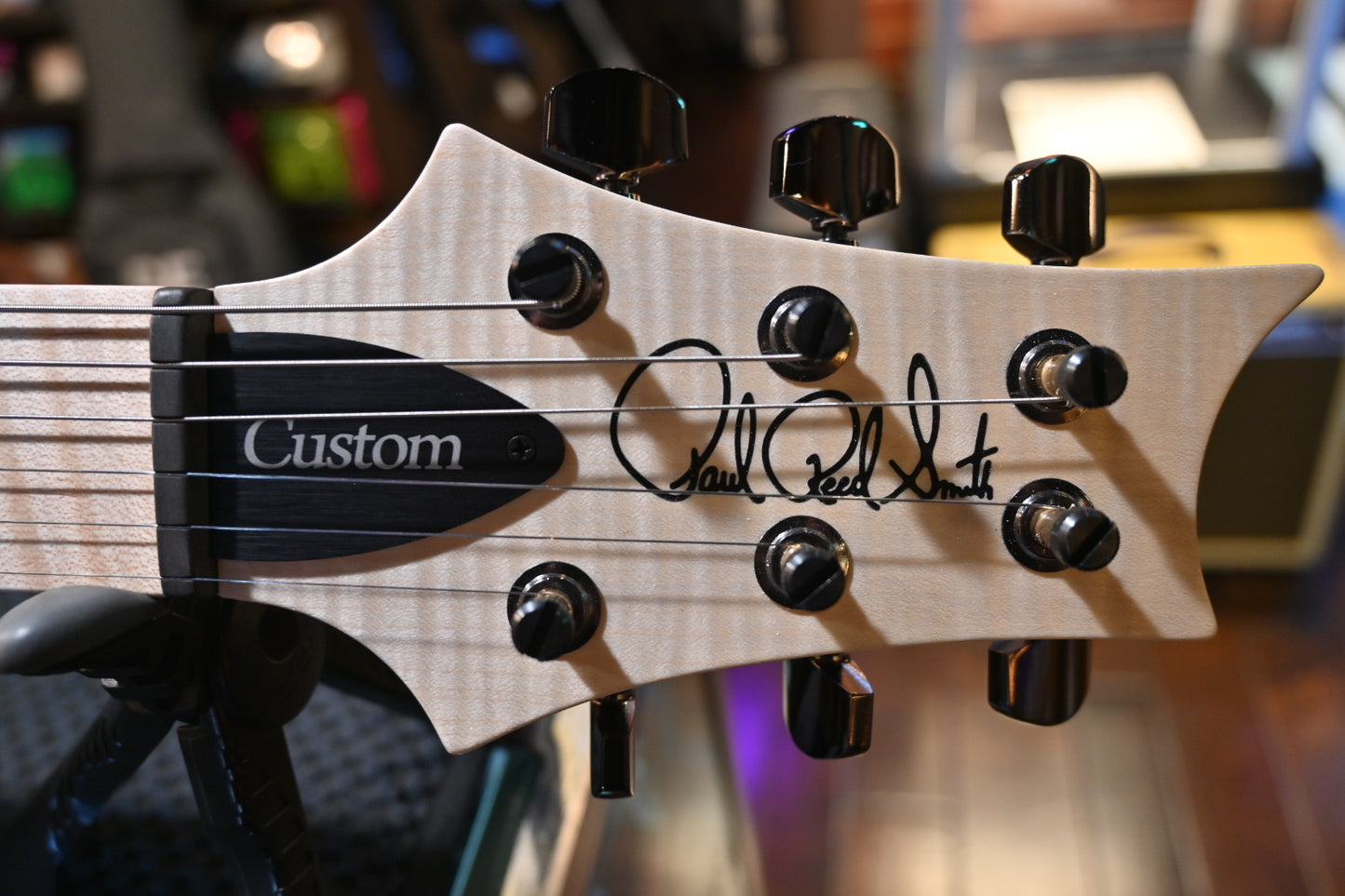 PRS Wood Library Custom 24 10-Top Swamp Ash Figured Maple Neck - Aquableux Purple Burst Guitar #3313 - Danville Music