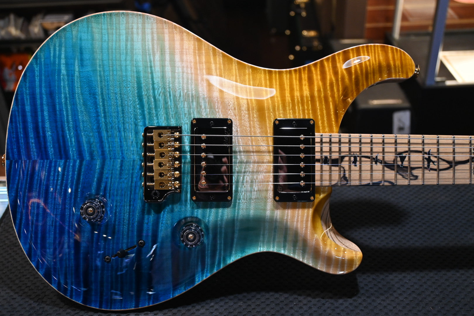 PRS Private Stock Custom 24 Pale Moon Ebony - Beach Cross Fade Guitar #9921 - Danville Music