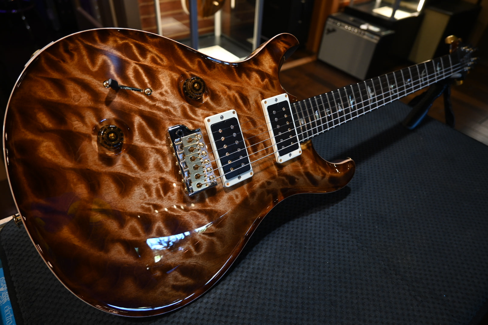 PRS Wood Library Custom 24 Lefty 10-Top One Piece Quilt - Copperhead Burst Guitar #7971 - Danville Music