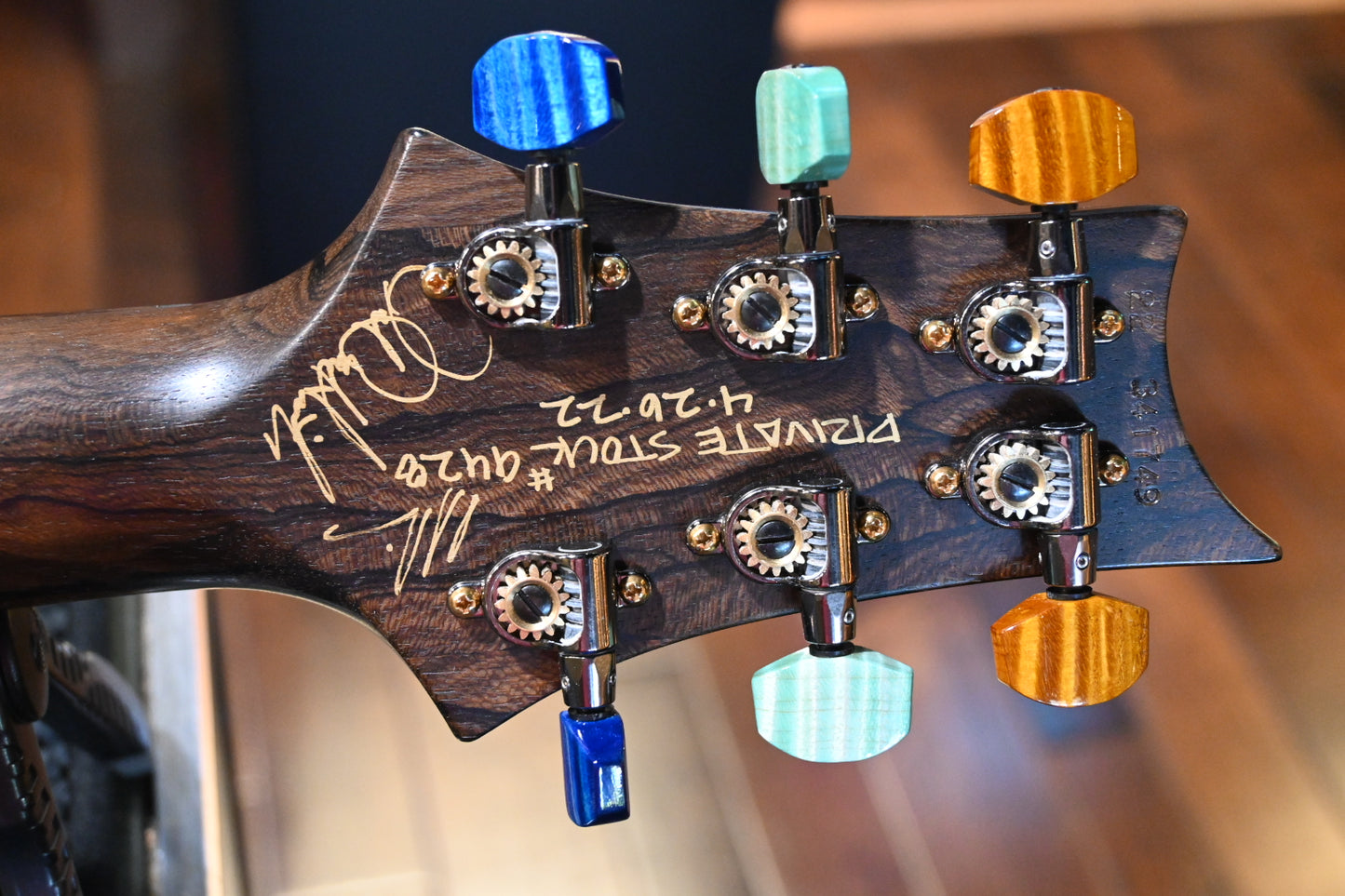 PRS Private Stock Custom 24 One Piece Curly Maple Top Ziricote Neck - Beach Cross Fade Guitar #9428 - Danville Music