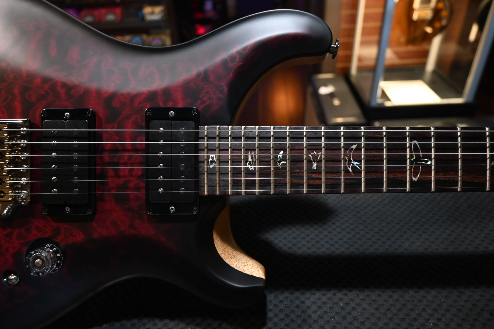 PRS Wood Library Custom 24-08 Korina Back Torr. Maple Neck - Angry Larry Charcoal Burst Satin Guitar #0203 - Danville Music