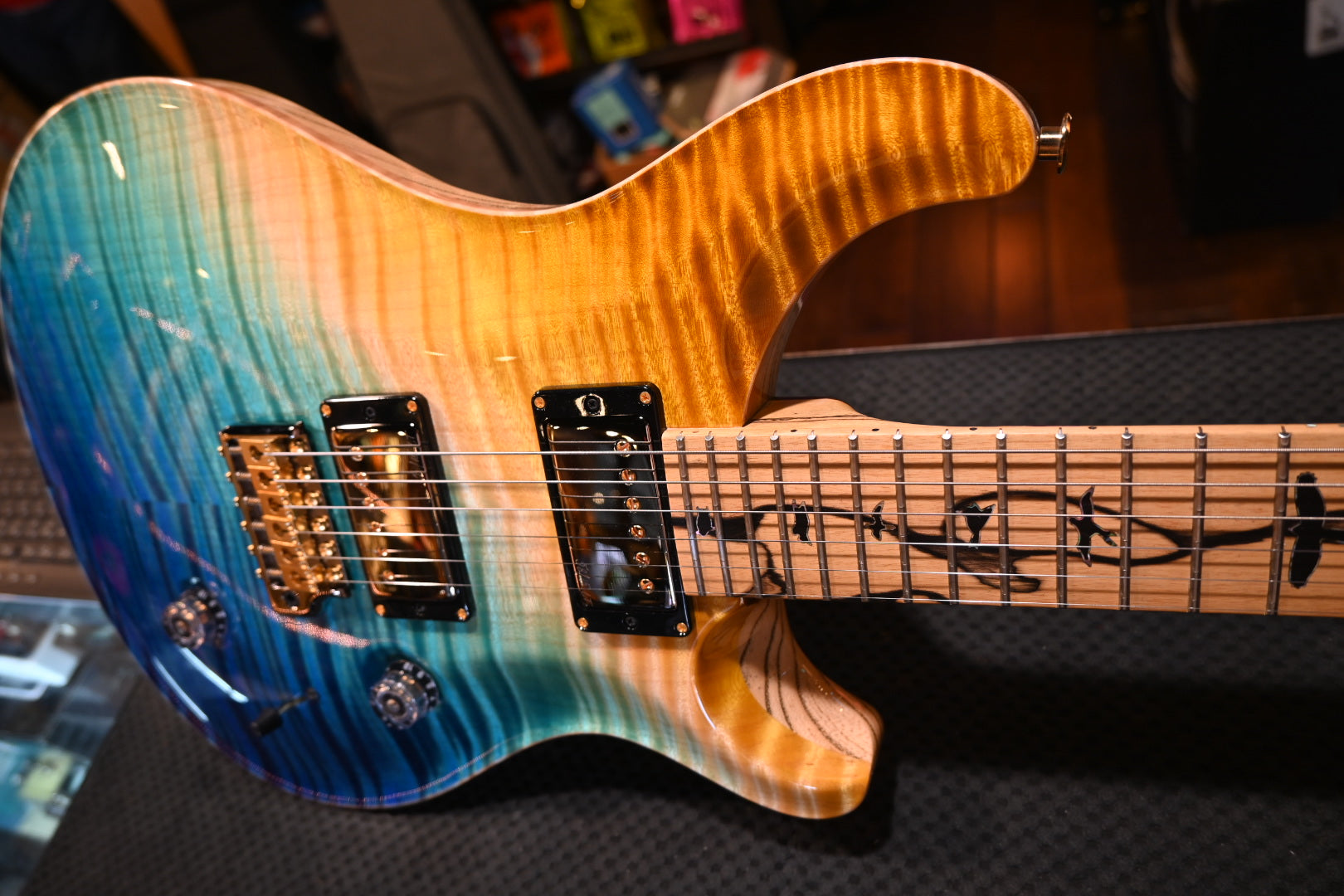 PRS Private Stock Custom 24 Pale Moon Ebony - Beach Cross Fade Guitar #9921 - Danville Music