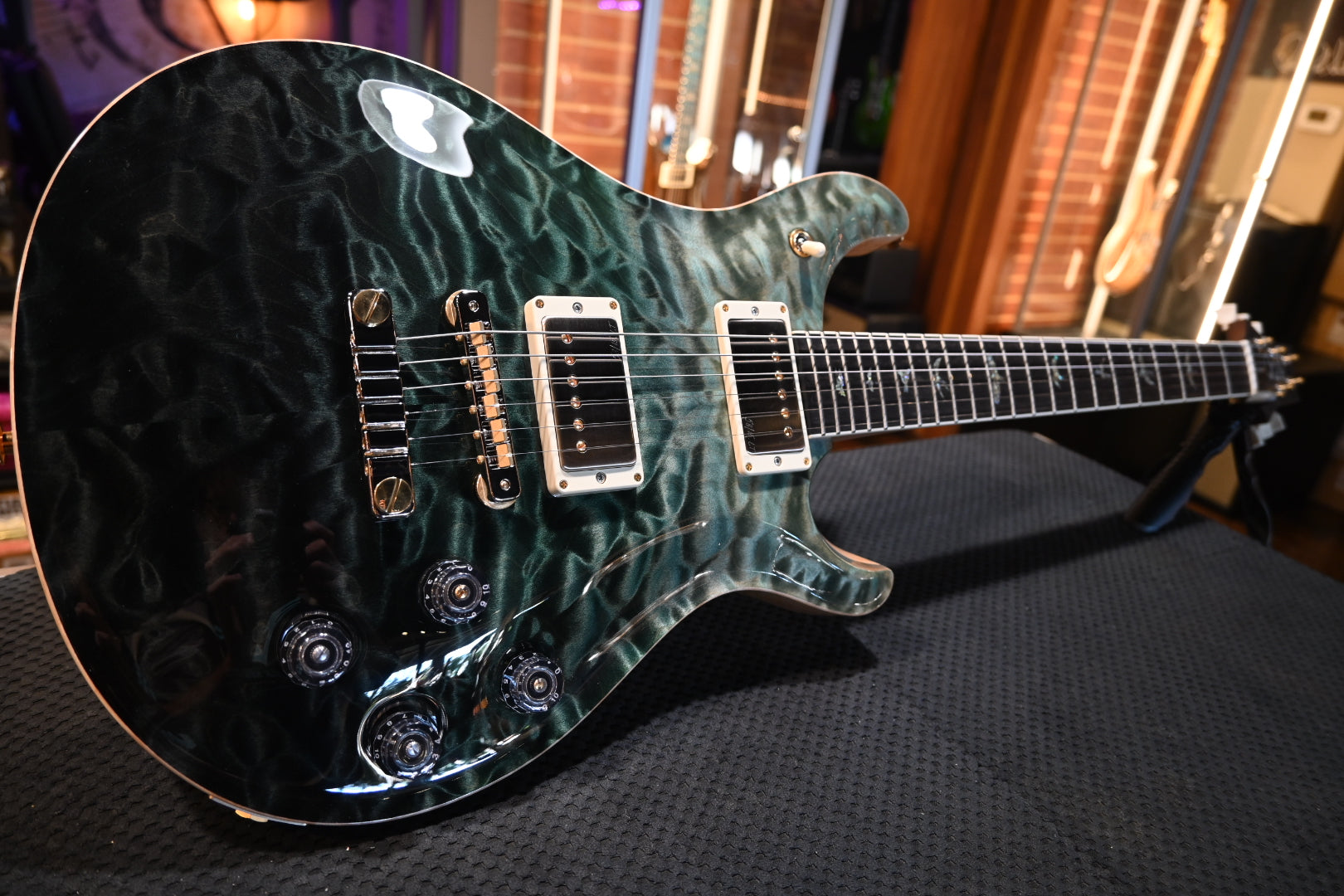 PRS Wood Library McCarty 594 10-Top Quilt Swamp Ash Torr. Maple Neck - Trampas Green Fade Guitar #9297 - Danville Music