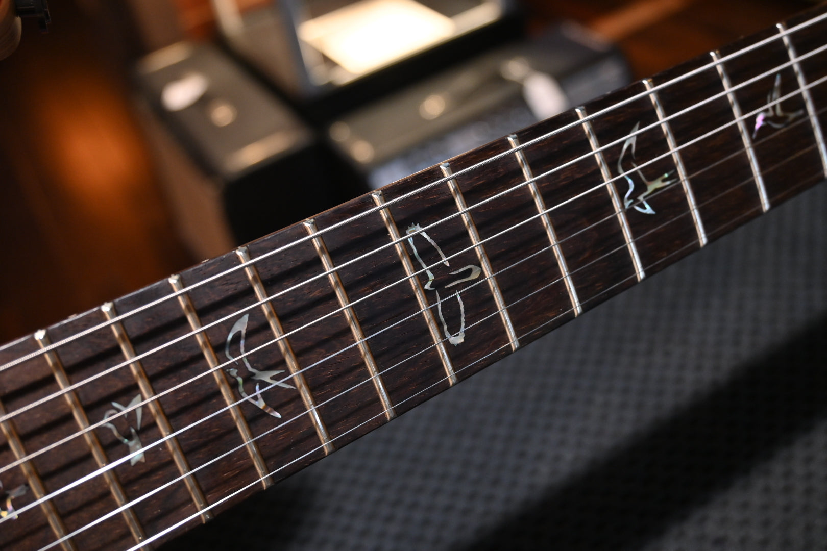 PRS Wood Library Custom 24-08 10-Top Quilt Rosewood Neck BRW - Fire Red to Grey Black Fade Satin Guitar #7528 - Danville Music