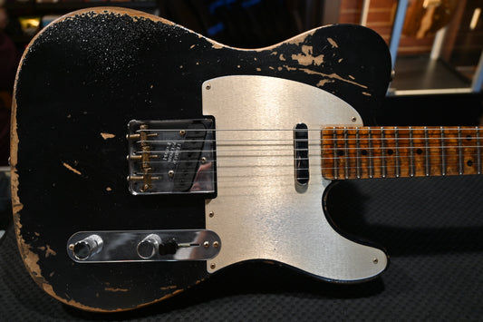 Fender Custom Shop ‘57 Telecaster Roasted Ash Heavy Relic - Black Sparkle Guitar PRE-OWNED #8994 - Danville Music