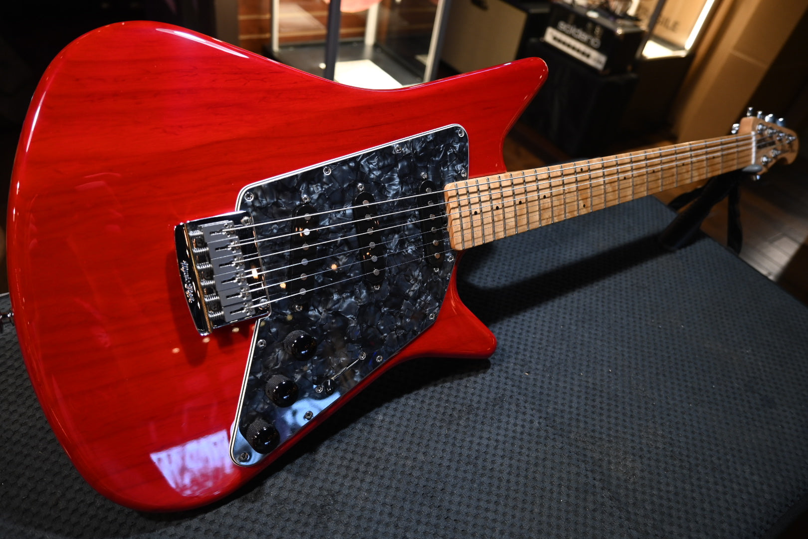 Music Man Albert Lee SSS Piezo - Translucent Red Guitar #0200 PRE-OWNED - Danville Music
