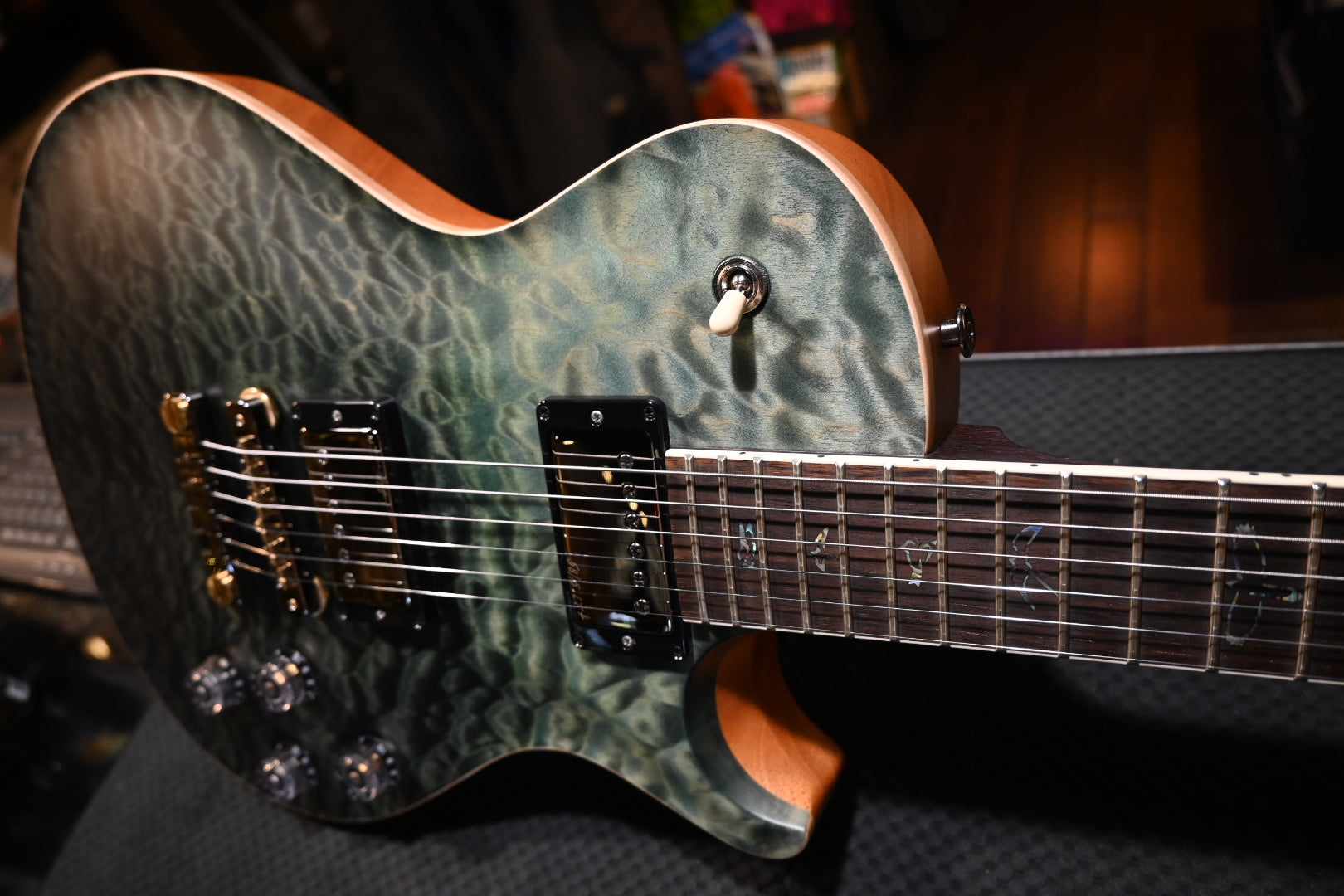 PRS Wood Library McCarty SC 594 Single-Cut 10-Top Quilt Rosewood Neck - Trampas Green Fade Satin Guitar #8437 - Danville Music